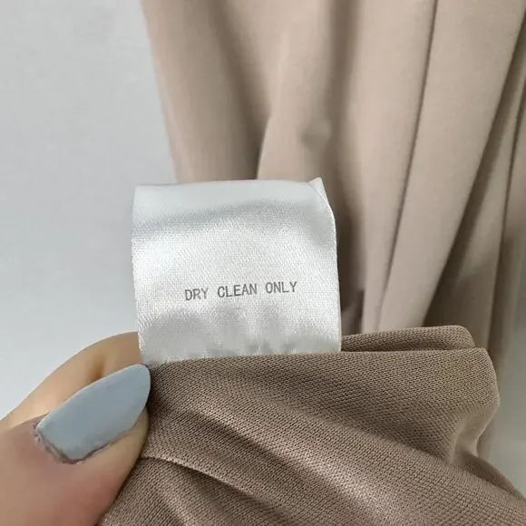 Birdy Grey Alex Crepe Maxi Dress Womens XS Taupe Formal Gown Bridesmaid Bow Tie - Picture 15 of 15